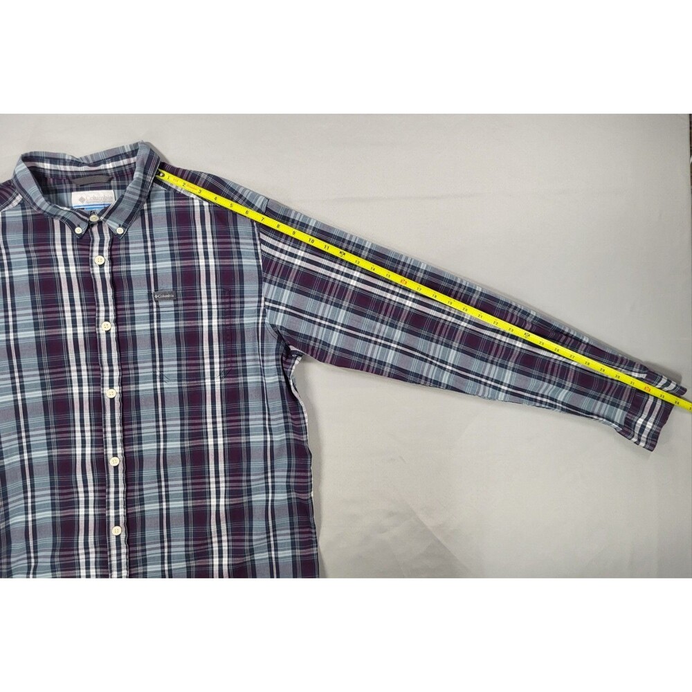 Columbia Men's Purple Green Plaid Long Sleeve Casual Shirt Sz XL Tall - Picture 7 of 9